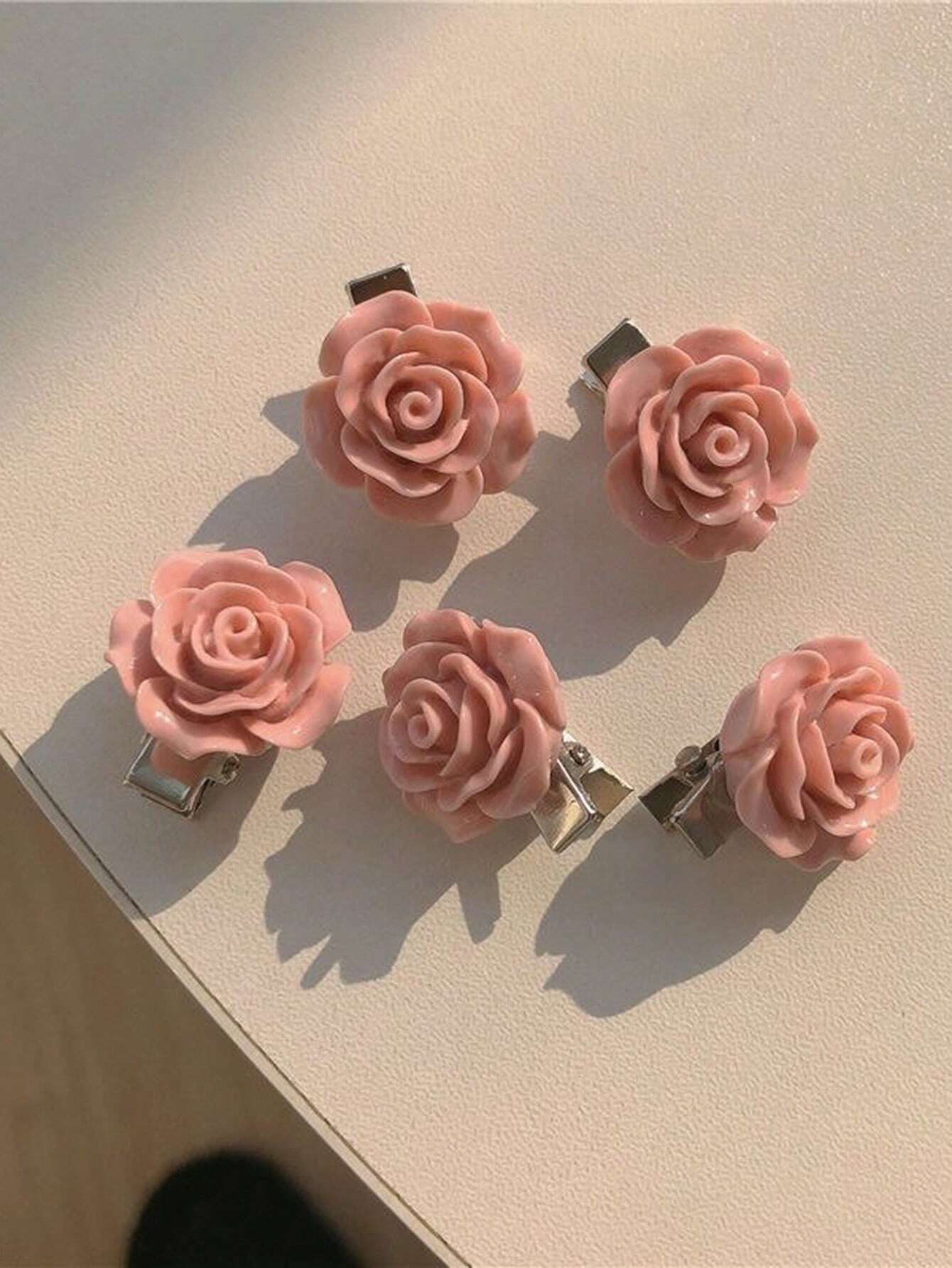 10 Piezas de clips de cabello de rosa rosa para mujeres, pasadores de cabello pequeños con flores para niñas, elegantes horquillas y pinzas de pelo para bodas, accesorios para el cabello