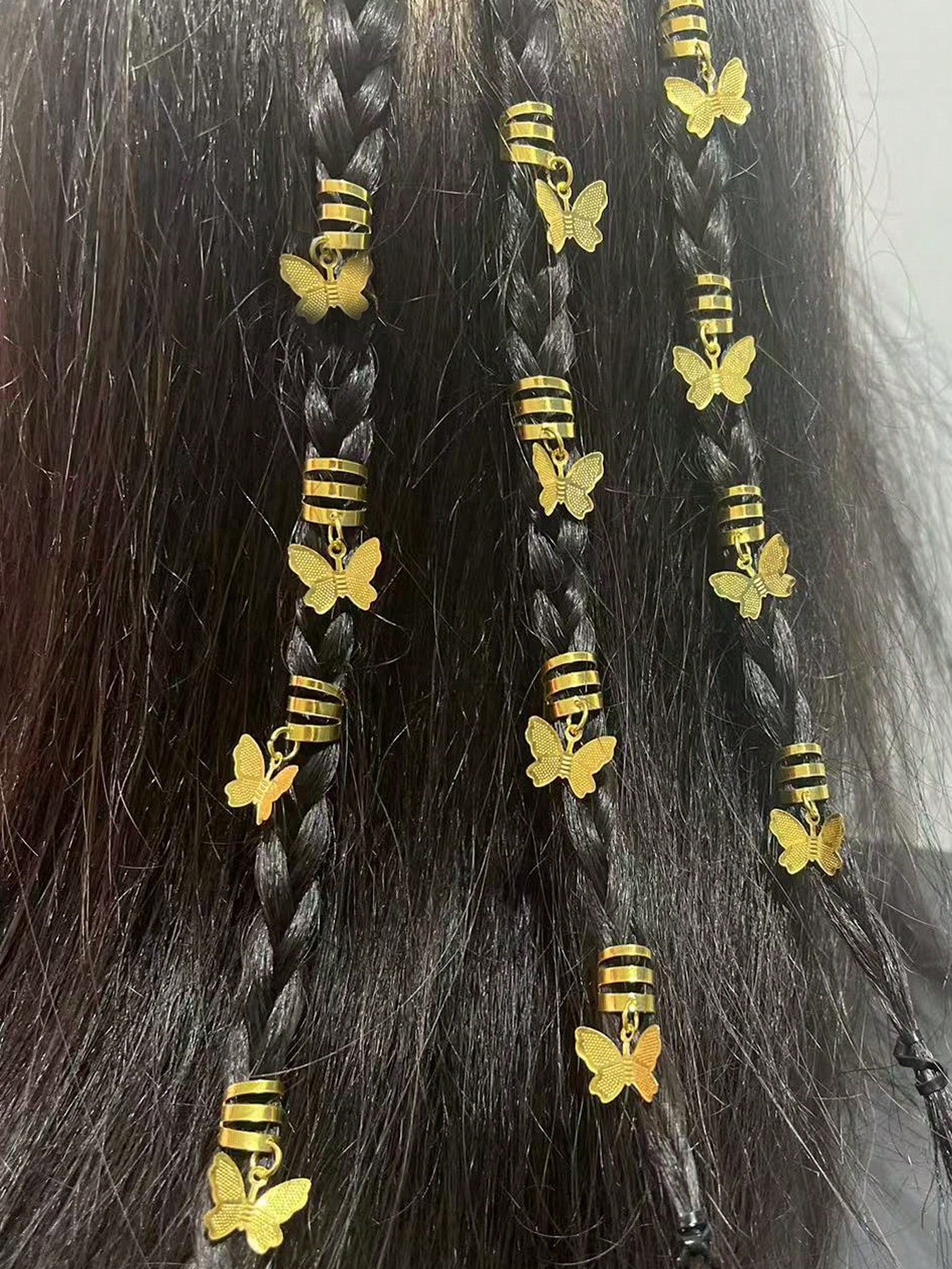 10 piezas de anillos de cuentas de pelo de trenza de mariposa, accesorios de pelo de estilo vintage para niñas