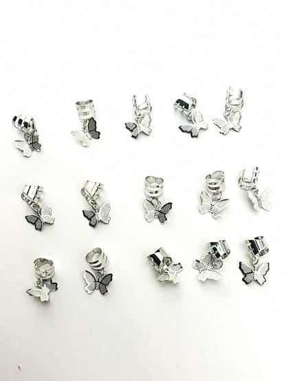 10 piezas de anillos de cuentas de pelo de trenza de mariposa, accesorios de pelo de estilo vintage para niñas