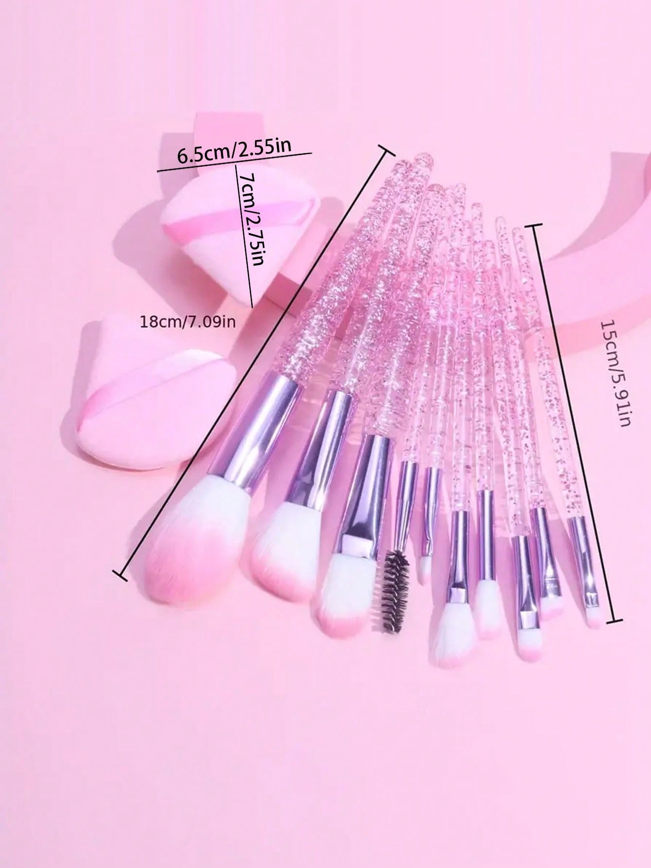 10 piezas/set Juego de brochas de maquillaje de cristal transparente y arena móvil, brochas para sombras de ojos/rubor/polvo brochas maquillaje pinceles maquillaje cepillo maquillaje