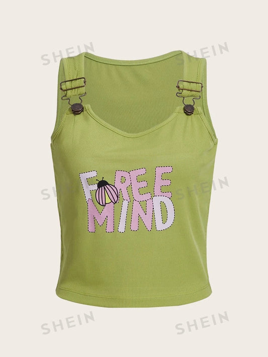 ROMWE Top tank con estampado de letra
