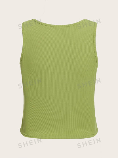 ROMWE Top tank con estampado de letra