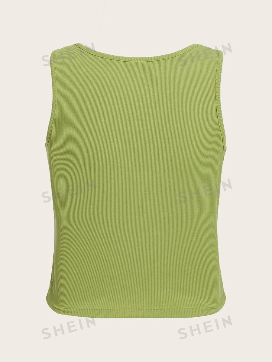ROMWE Top tank con estampado de letra
