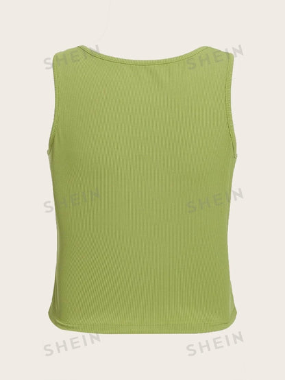 ROMWE Top tank con estampado de letra