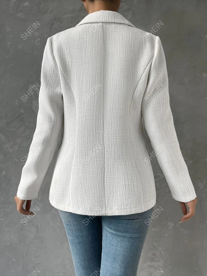 SHEIN Privé Blazer de doble botonadura con diseño de solapa sin cinturón
