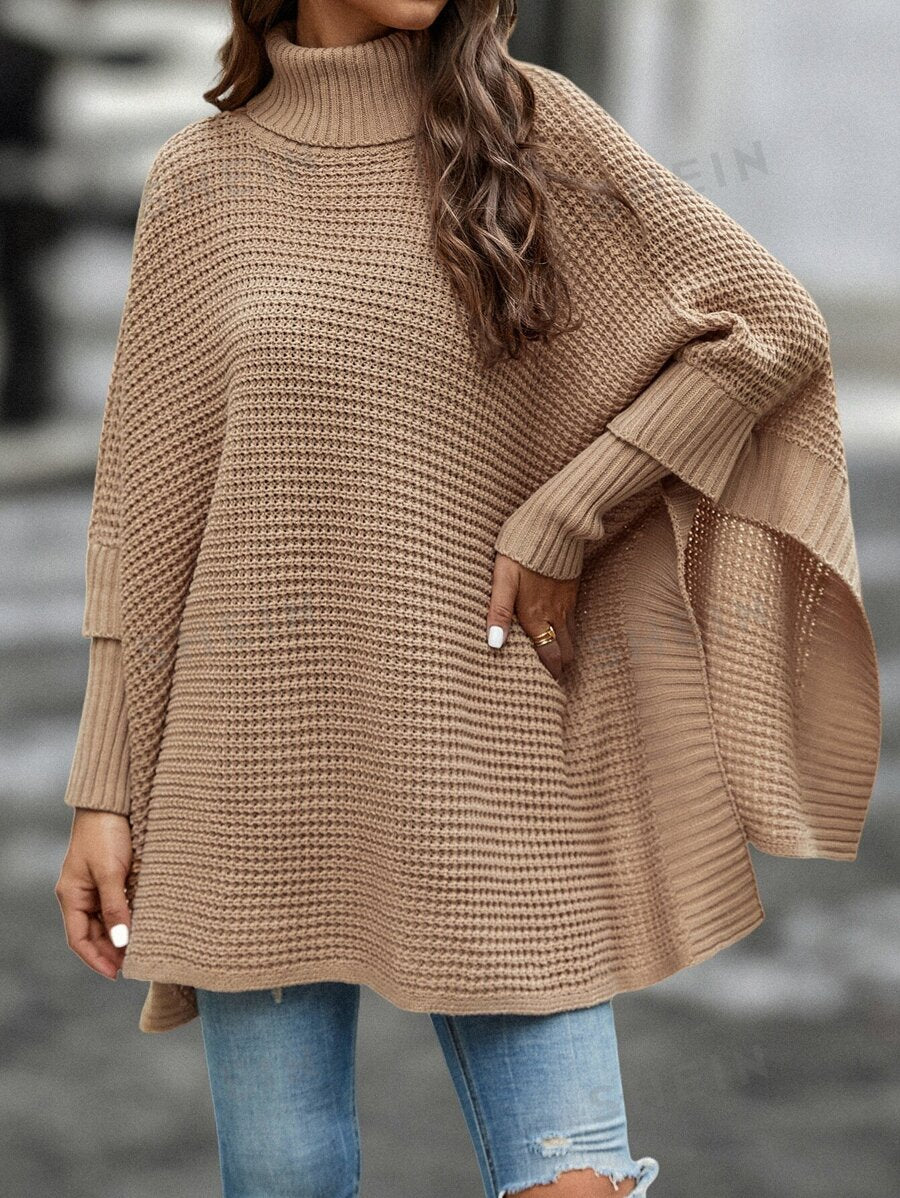SHEIN LUNE Poncho cuello alto de manga murciélago