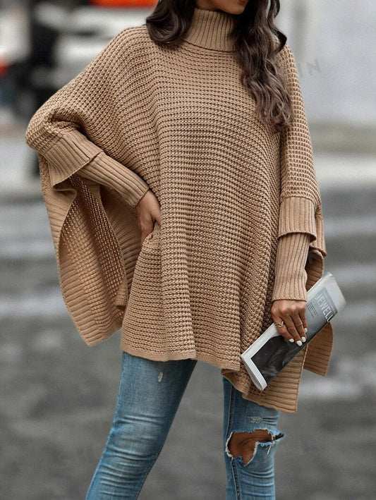 SHEIN LUNE Poncho cuello alto de manga murciélago