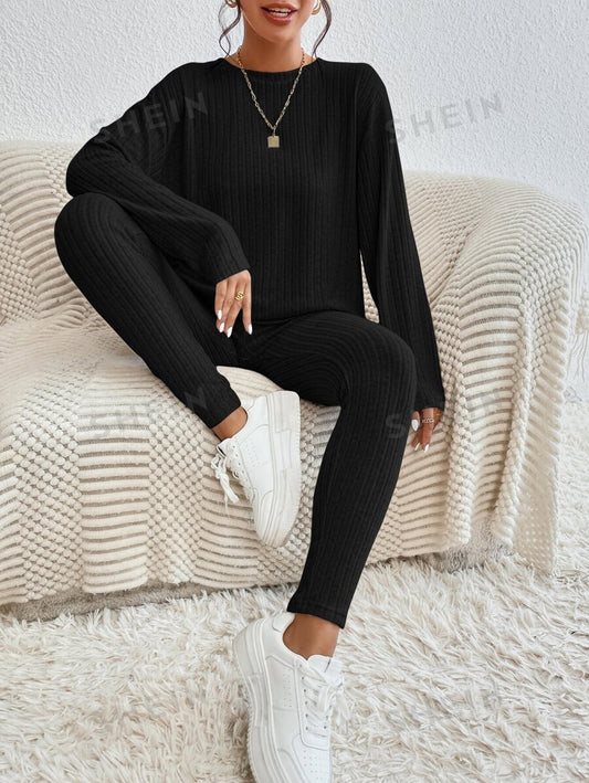 SHEIN Essnce Camiseta de hombros caídos & Leggings