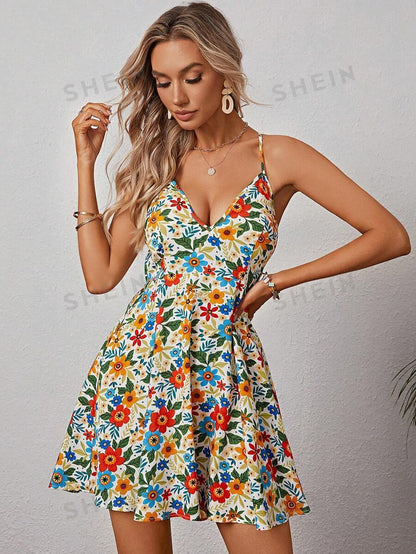 SHEIN WYWH Vestido de tirantes con estampado floral
