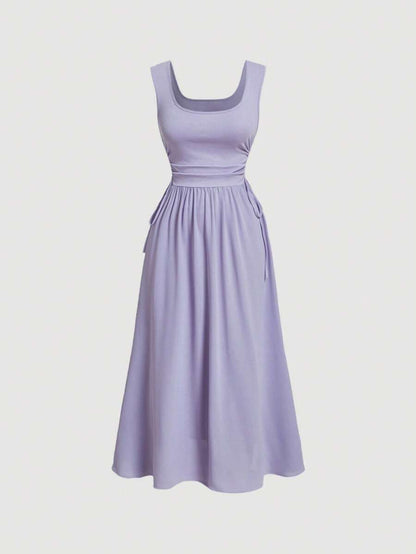 SHEIN MOD Vestido línea A unicolor de cuello cuadrado