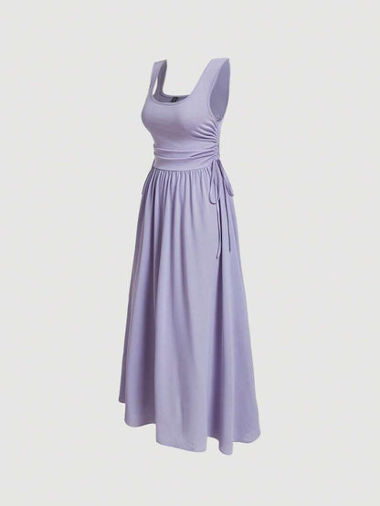 SHEIN MOD Vestido línea A unicolor de cuello cuadrado