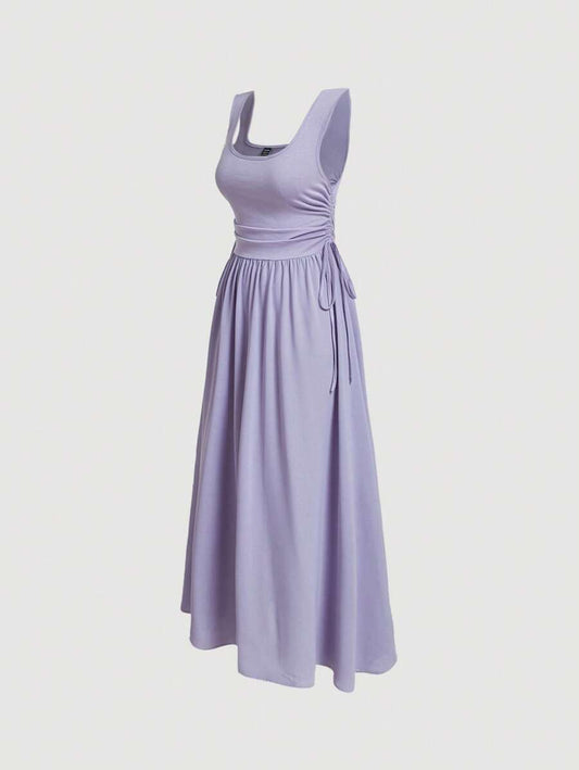 SHEIN MOD Vestido línea A unicolor de cuello cuadrado