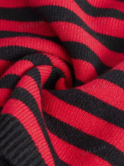 ROMWE Grunge Punk Jersey crop con patrón de rayas de manga campana
