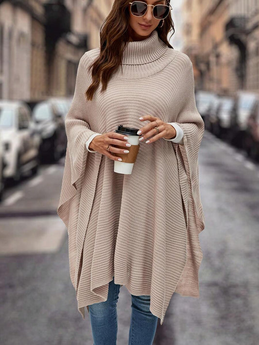 SHEIN Clasi Jersey poncho cuello alto de manga murciélago