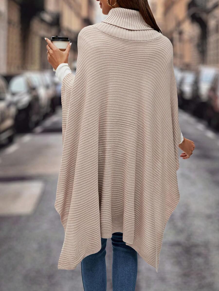 SHEIN Clasi Jersey poncho cuello alto de manga murciélago