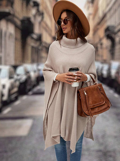 SHEIN Clasi Jersey poncho cuello alto de manga murciélago