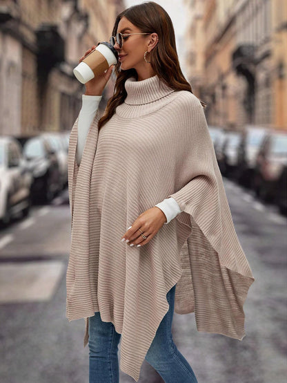 SHEIN Clasi Jersey poncho cuello alto de manga murciélago