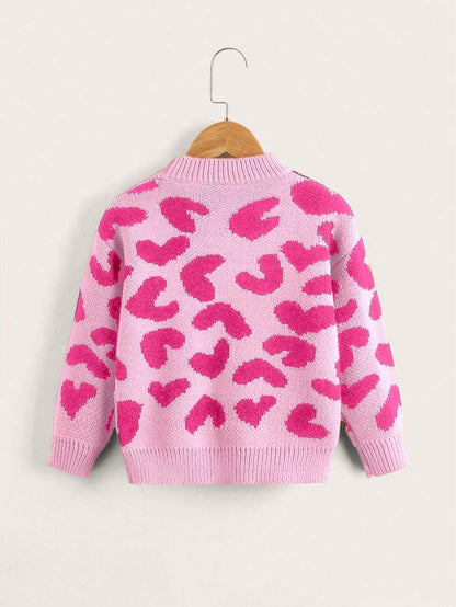 SHEIN Chica Joven Jersey con patrón de corazón de hombros caídos -  Pre-Adolescentes