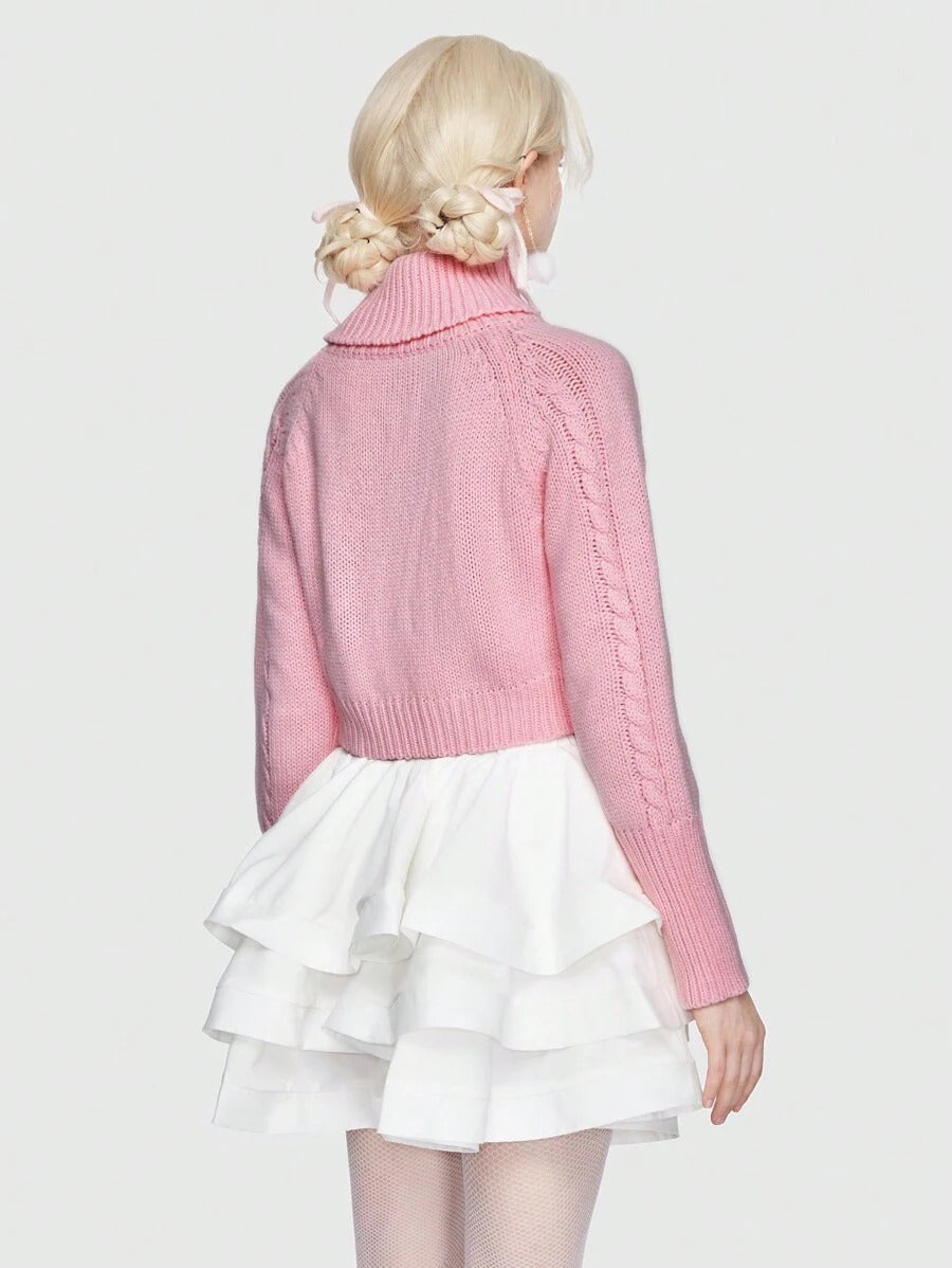 ROMWE Kawaii Suéter Tipo Jersey Con Diseño De Corazón De Amor Ahuecado Para El Día De San Valentín mujer