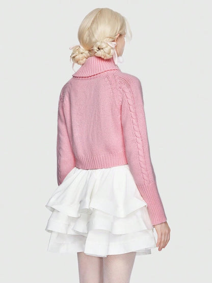 ROMWE Kawaii Suéter Tipo Jersey Con Diseño De Corazón De Amor Ahuecado Para El Día De San Valentín mujer