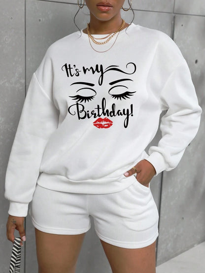 SHEIN Slayr Shorts con sudadera con estampado de figura y letra de hombros caídos