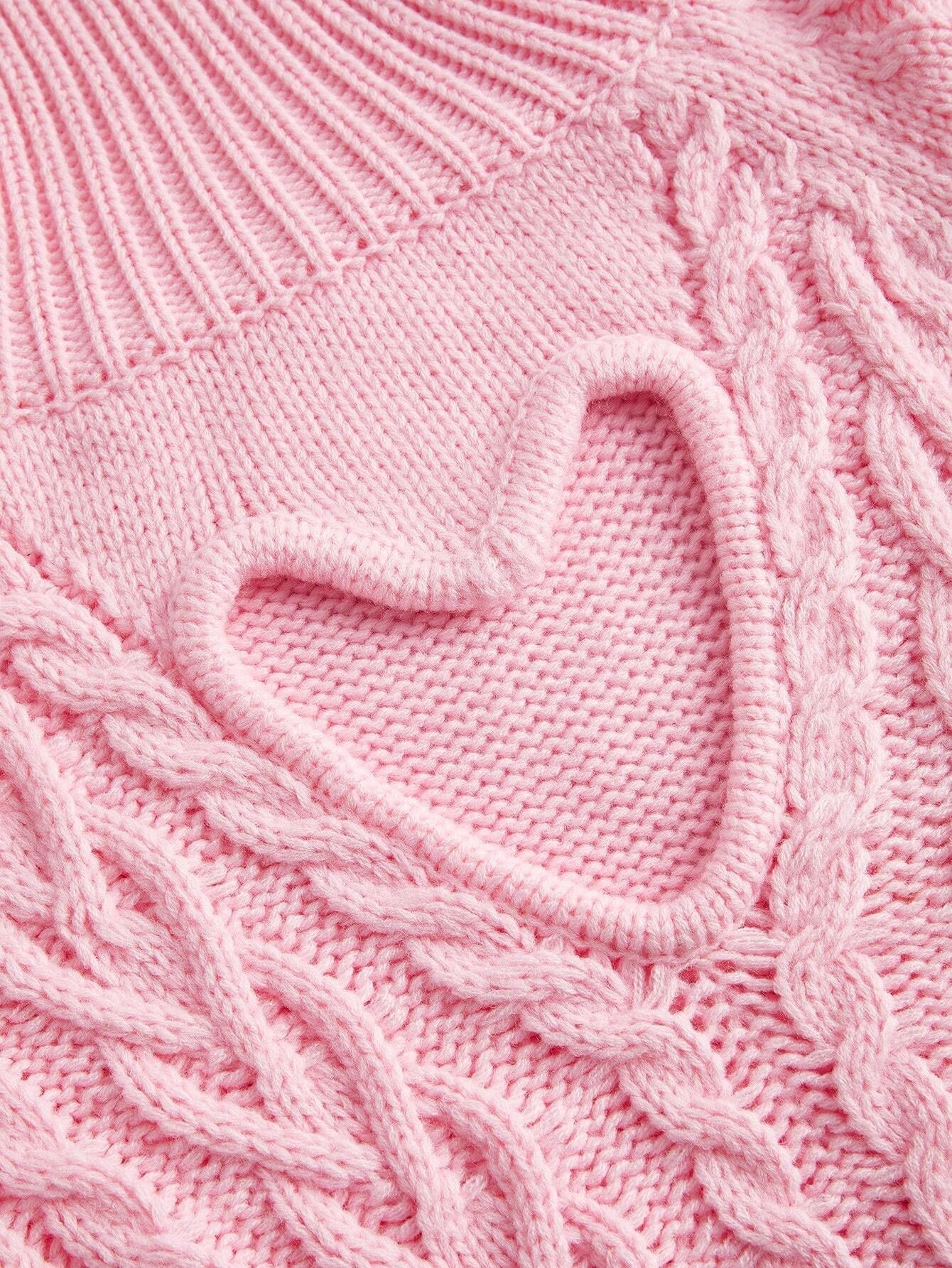 ROMWE Kawaii Suéter Tipo Jersey Con Diseño De Corazón De Amor Ahuecado Para El Día De San Valentín mujer