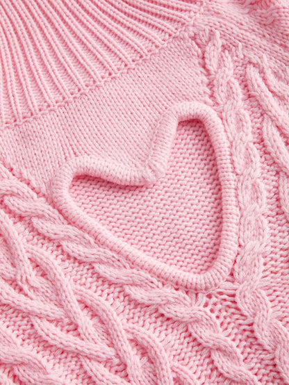 ROMWE Kawaii Suéter Tipo Jersey Con Diseño De Corazón De Amor Ahuecado Para El Día De San Valentín mujer