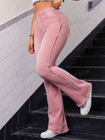 SHEIN ICON Jeans de pierna amplia ribete crudo