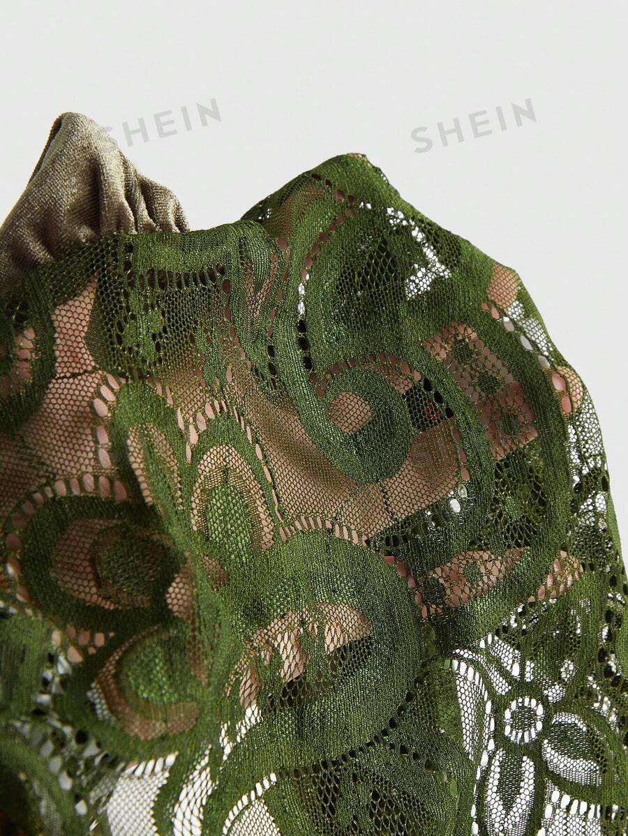 ROMWE Hippie Parte Superior Sin Mangas De Cuello Halter De Encaje Para Mujer