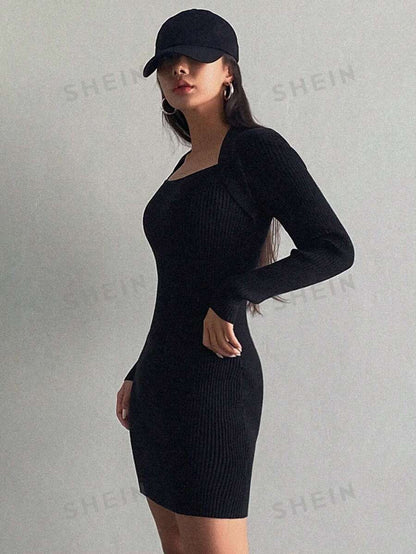 Dazy Star Vestido Suéter De Cuello Reina Ana Para Mujer