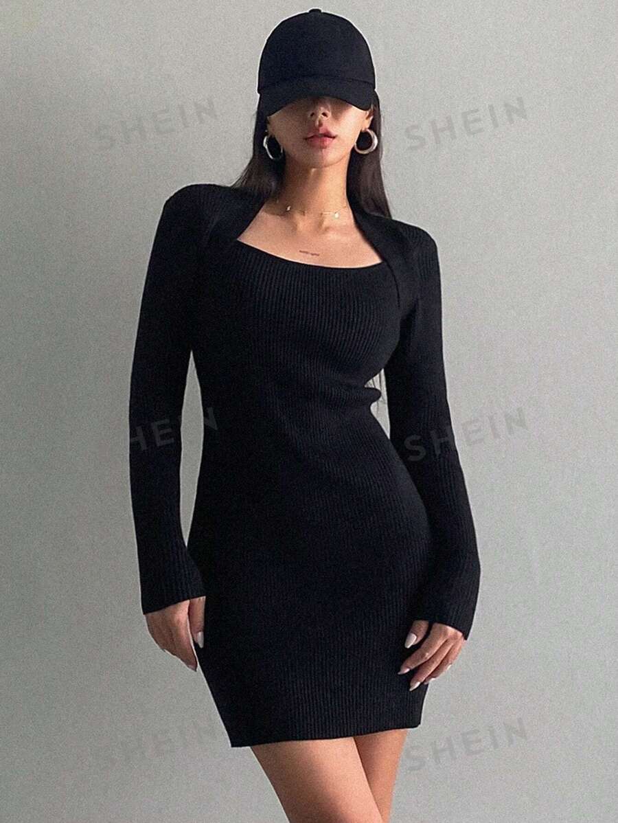 Dazy Star Vestido Suéter De Cuello Reina Ana Para Mujer