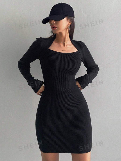 Dazy Star Vestido Suéter De Cuello Reina Ana Para Mujer
