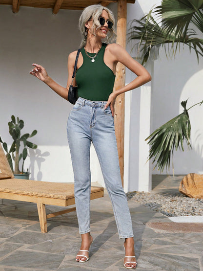 SHEIN Essnce Camiseta Sin Mangas Con Cuello Redondo Para Mujer