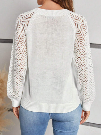 SHEIN LUNE Jersey De Punto De Agujero Con Mangas Raglán Mujer