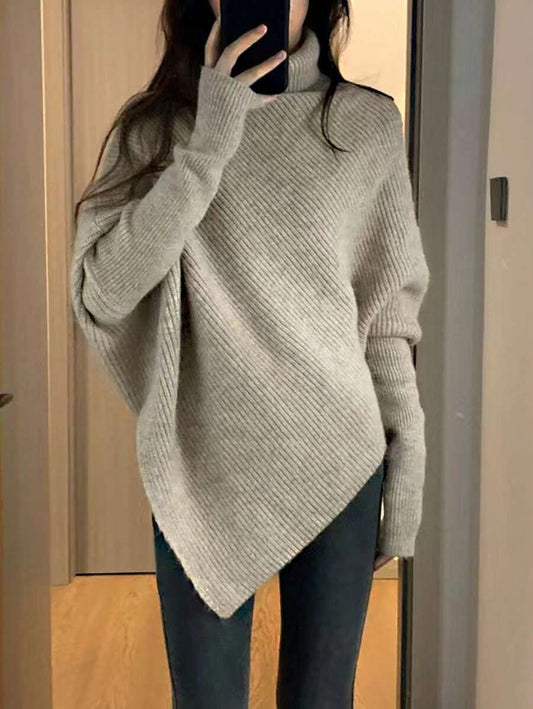 SHEIN Essnce Suéter Tipo Capa Con Cuello Alto Y Dobladillo Irregular Mujer