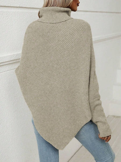 SHEIN Essnce Suéter Tipo Capa Con Cuello Alto Y Dobladillo Irregular Mujer