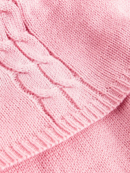 ROMWE Kawaii Suéter de punto de cable rosa con hombros descubiertos y unicolor para ocasiones informales Mujer