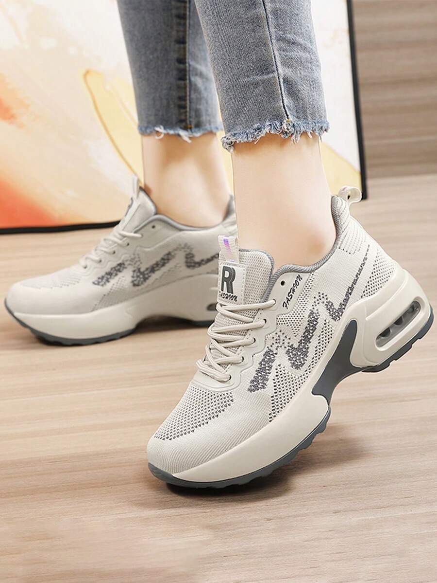 Zapatos De Deporte Casuales De Tacón De Cuña Cómodos Y Transpirables Con Suela Gruesa Para Mujeres