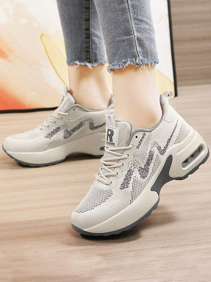 Zapatos De Deporte Casuales De Tacón De Cuña Cómodos Y Transpirables Con Suela Gruesa Para Mujeres