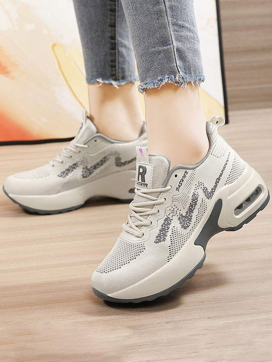 Zapatos De Deporte Casuales De Tacón De Cuña Cómodos Y Transpirables Con Suela Gruesa Para Mujeres