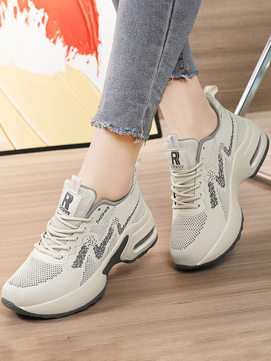Zapatos De Deporte Casuales De Tacón De Cuña Cómodos Y Transpirables Con Suela Gruesa Para Mujeres