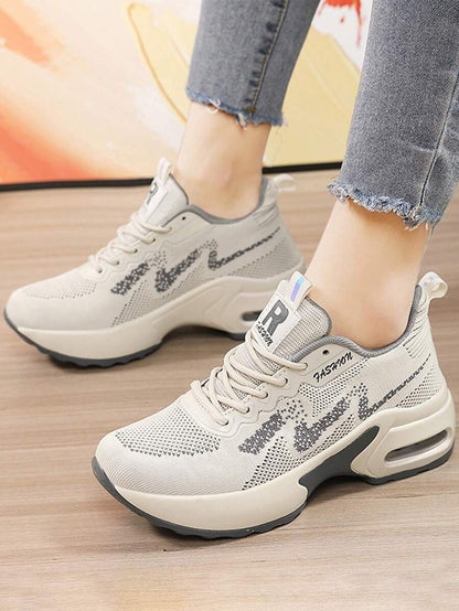 Zapatos De Deporte Casuales De Tacón De Cuña Cómodos Y Transpirables Con Suela Gruesa Para Mujeres