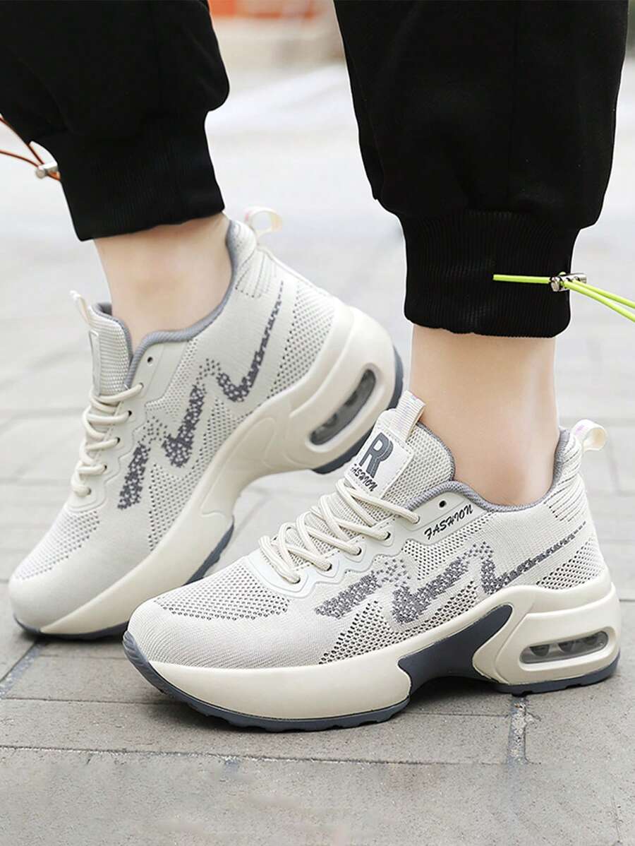 Zapatos De Deporte Casuales De Tacón De Cuña Cómodos Y Transpirables Con Suela Gruesa Para Mujeres