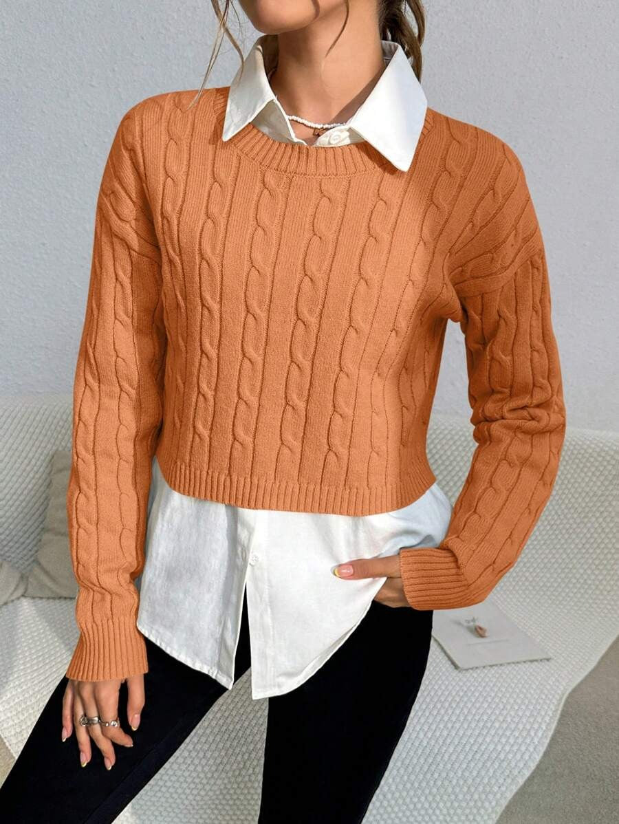 SHEIN Qutie Suéter De Cuello Redondo Y Manga Larga Para Mujer