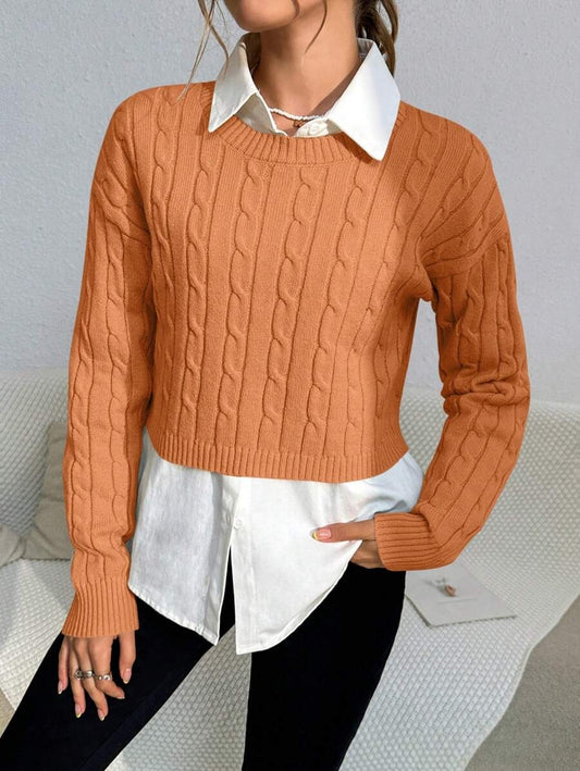 SHEIN Qutie Suéter De Cuello Redondo Y Manga Larga Para Mujer