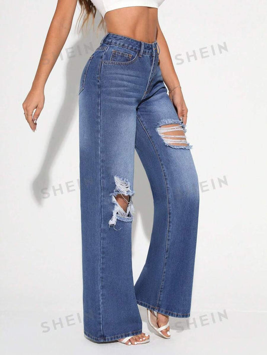 SHEIN Tall Jeans De Ajuste Amplio Y Desgastados Para Mujer