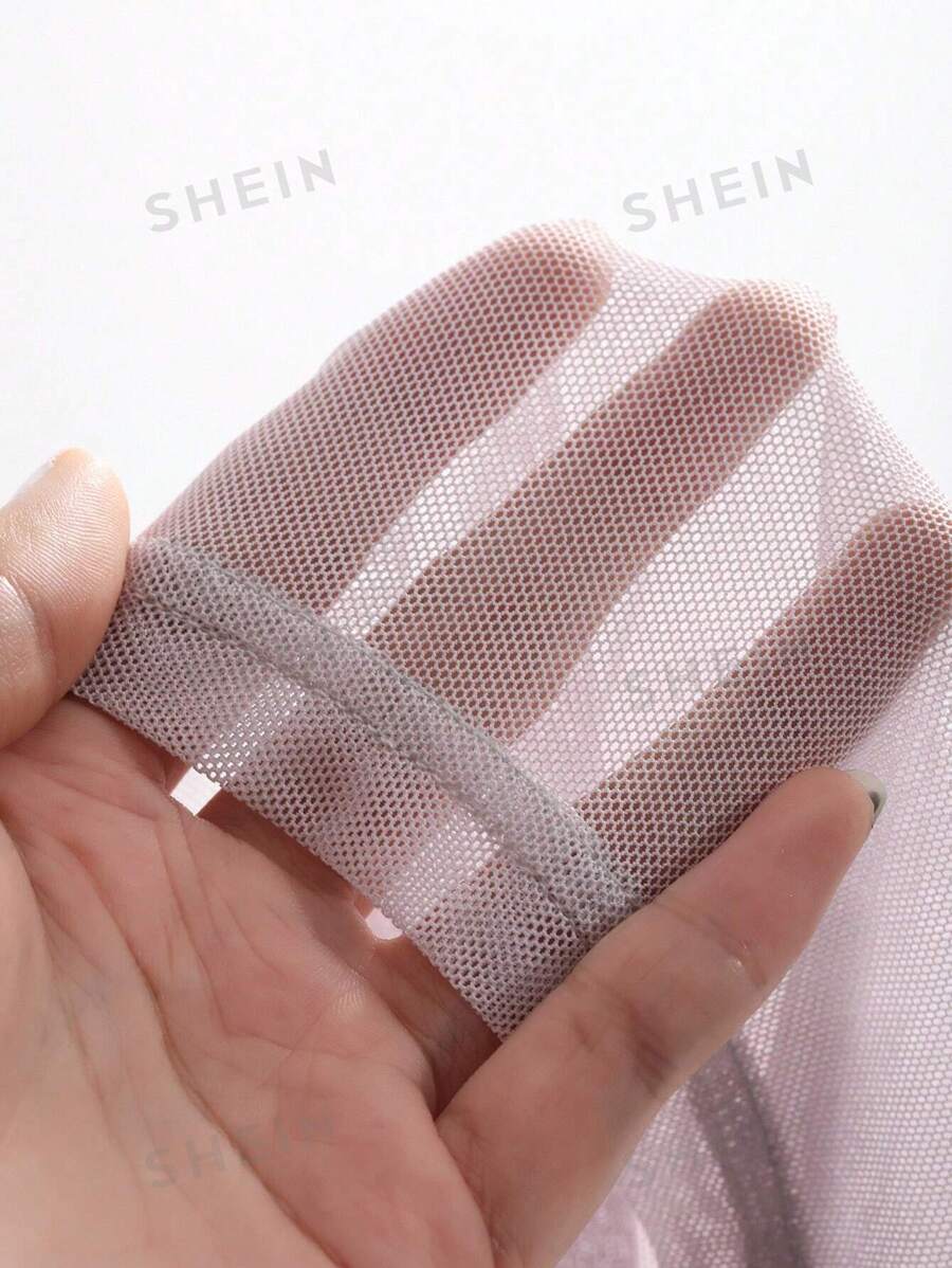 DAZY Top De Malla De Hombro Para Mujeres Con Tie-dye Y Decoración De Flores 3d