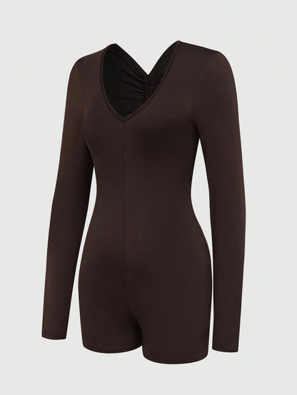 SHEIN Slayr Monos ajustado para mujer de unicolor con detalle de volantes sin espalda