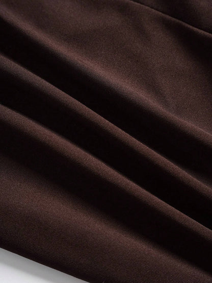 SHEIN Slayr Monos ajustado para mujer de unicolor con detalle de volantes sin espalda