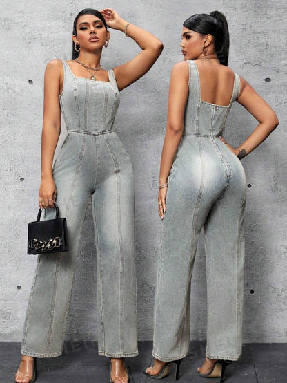 SHEIN SXY Mono Vaquero Sin Mangas Lavado